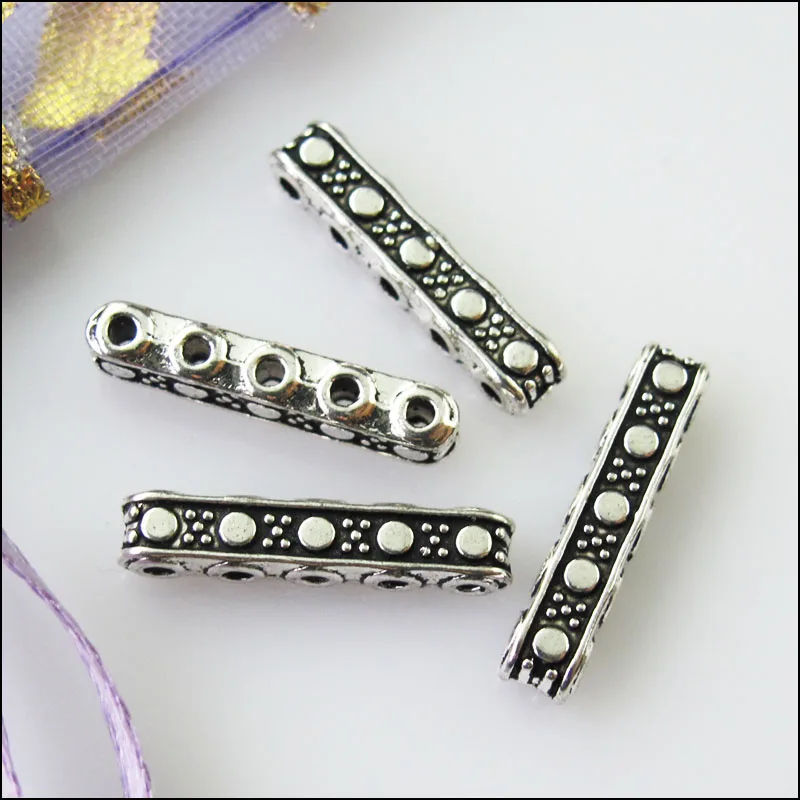 Новые для выведения токсинов 40 шт Тибетский серебристый цвет 5 5Holes Spacer Бусины