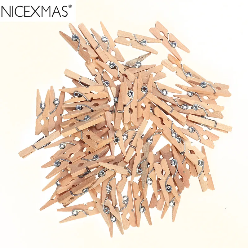 NICEXMAS 100 шт. 2 5 см Декоративная прищепка из натурального дерева для одежды