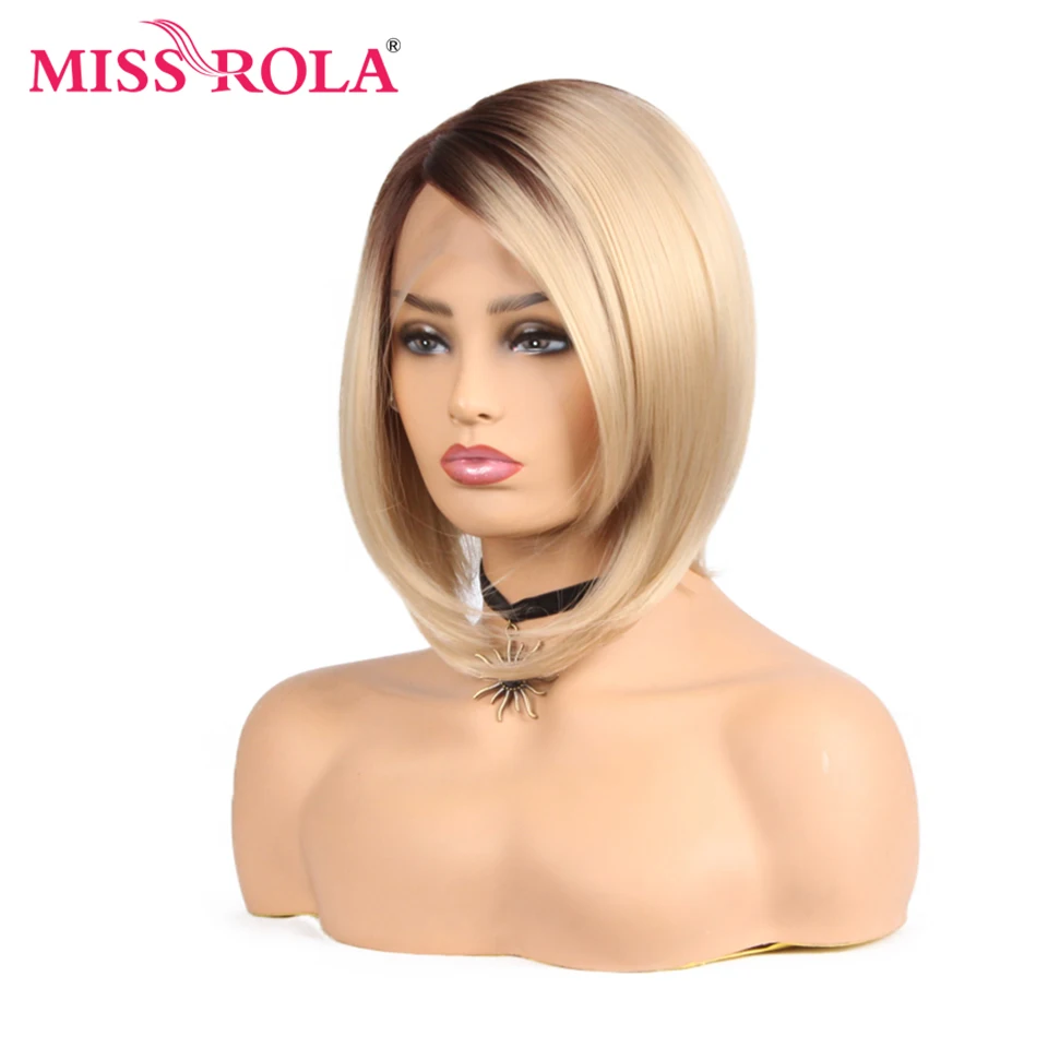 Синтетический парик Miss Rola короткий прямой с Т образным вырезом светлый цвет 150%