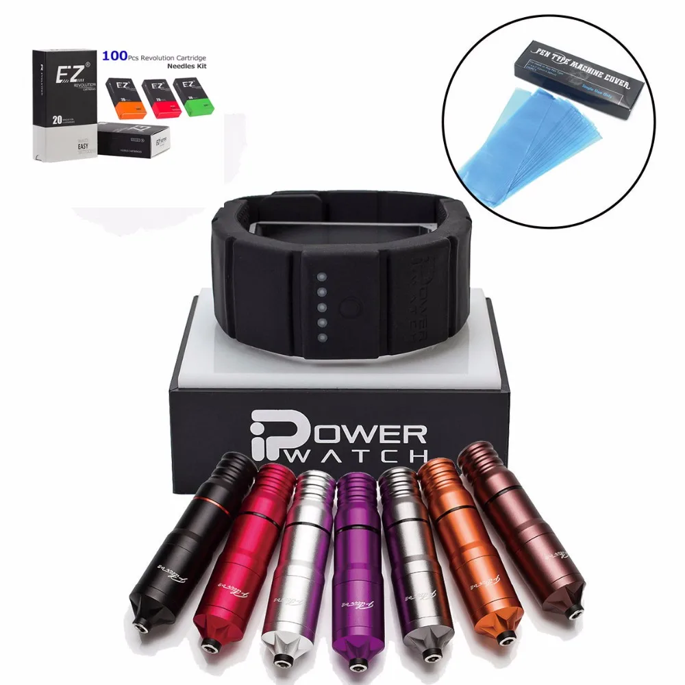 EZ Полный комплект татуировки фильтр V2 Ручка Тип картридж тату машина I power Watch источник питания с 100 шт. революционные иглы