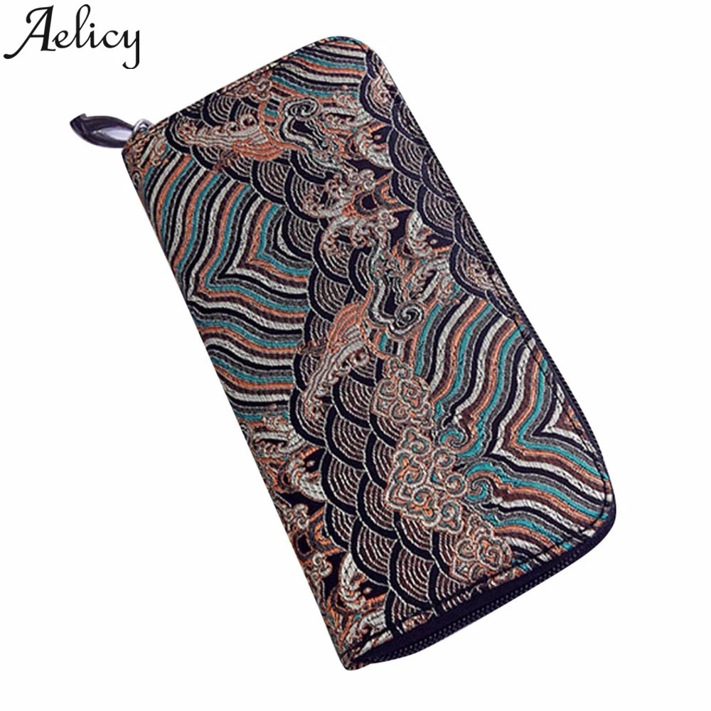 Aelicy National Wind Женский Длинный кошелек держатель для кредитных карт Складная