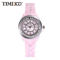 new time100 elegance watches women quartz watches simulated pink ceramics casual ladies wristwatch colck relogio feminino
