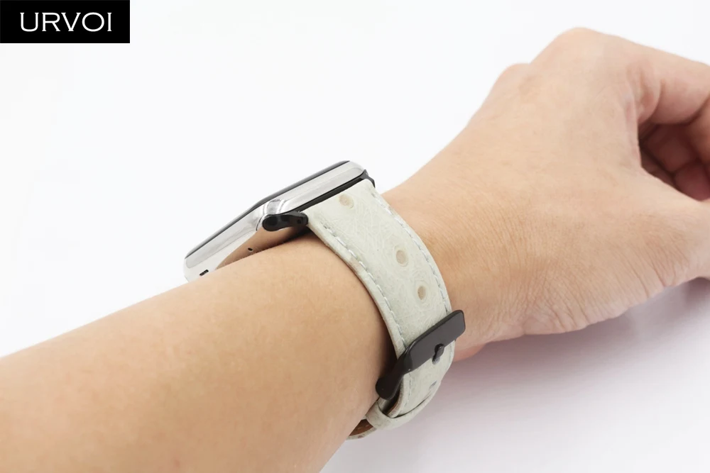 URVOI ремешок для apple watch series 5 4 3 21 прочной натуральной culf кожаный браслет iwatch ostrich