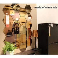funlifetm geometric hexagon mirror wall sticker16x18cm 7pieces extra big diy home decorenlarge living roomremovable safety