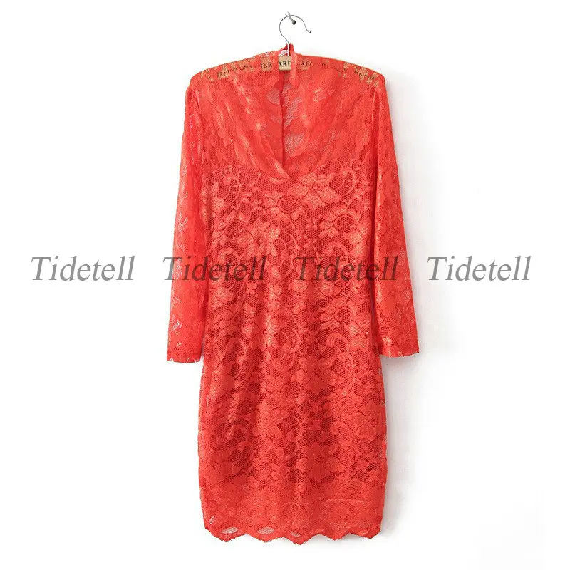 Tidetell Новый V-образным Вырезом Три Четверти Выше Колена 2017 Prom Dress кружева Холлоу