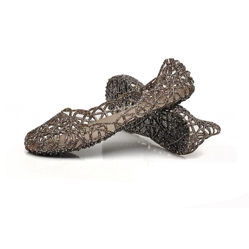 Новинка Летние женские шлепанцы из стекла Открытые сандалии на плоской подошве с