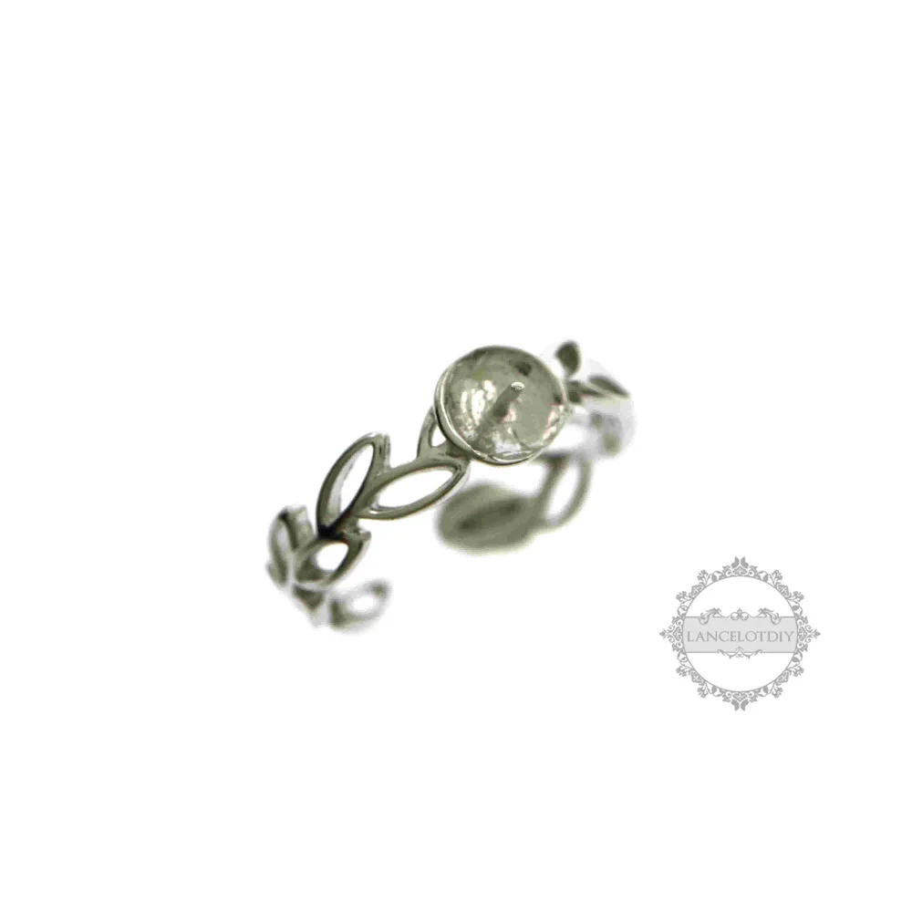 6 мм круглые полуперфорированные бусины жемчуг цветок лист фотосеребро