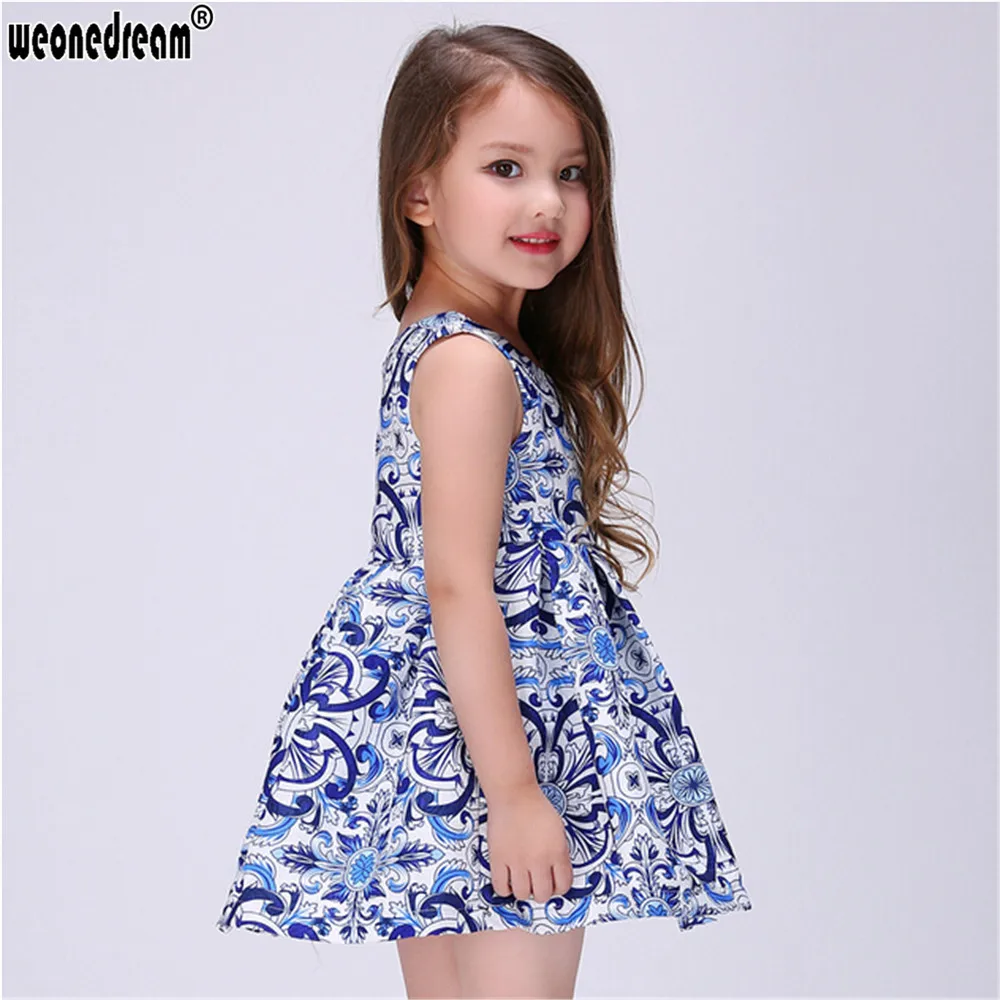 WEONEDREAM Hot Spring and Summer Print Girl Dresses Sleeveless Princess High Quality Children Clothes O-neck Kid wear | Детская одежда
