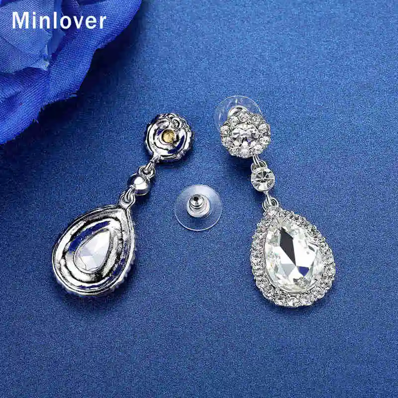 Minlover 2018 New Silver Color Austrian Crystal Classic Teardrop Earrings for Women Environmental Christmas Gifts EH070 | Украшения и