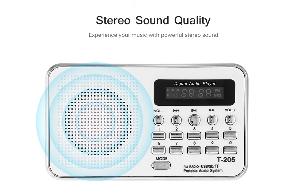 Новейший портативный мини T-205 FM радио динамик HiFi карта цифровой стерео Мультимедиа MP3 музыкальный плеер громкий динамик Кемпинг Hiki Спорт