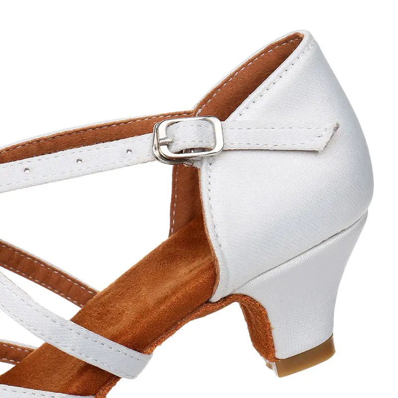 Children Latin Dance Shoes Women Child Kids Ballroom Tango Salsa Dancing Shoes White Low Heel High Quality New Girl's Sandals