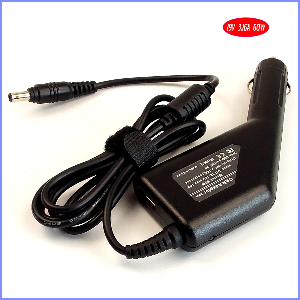 19V 3.16A автомобильное зарядное устройство постоянного тока для ноутбука + USB Samsung