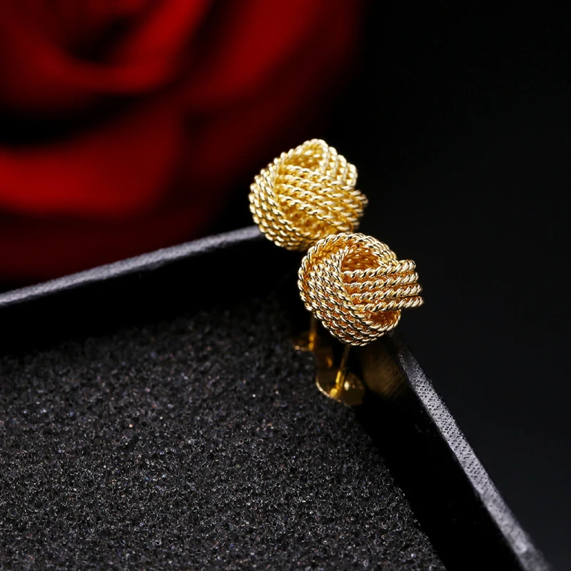 Оптовая продажа золотистый/серебристый 10 мм серьги гвоздики в сеточку модные