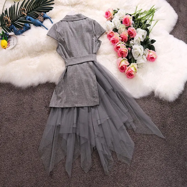 Женское платье с коротким рукавом HISUMA ажурное отложным воротником из хлопка и