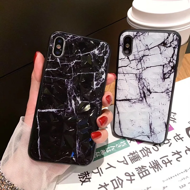Vintage Marble Phone Case For iphone X XR XS MAX Soft Silicone Diamond Texture Back Cover 6 6S 7 8 Plus |