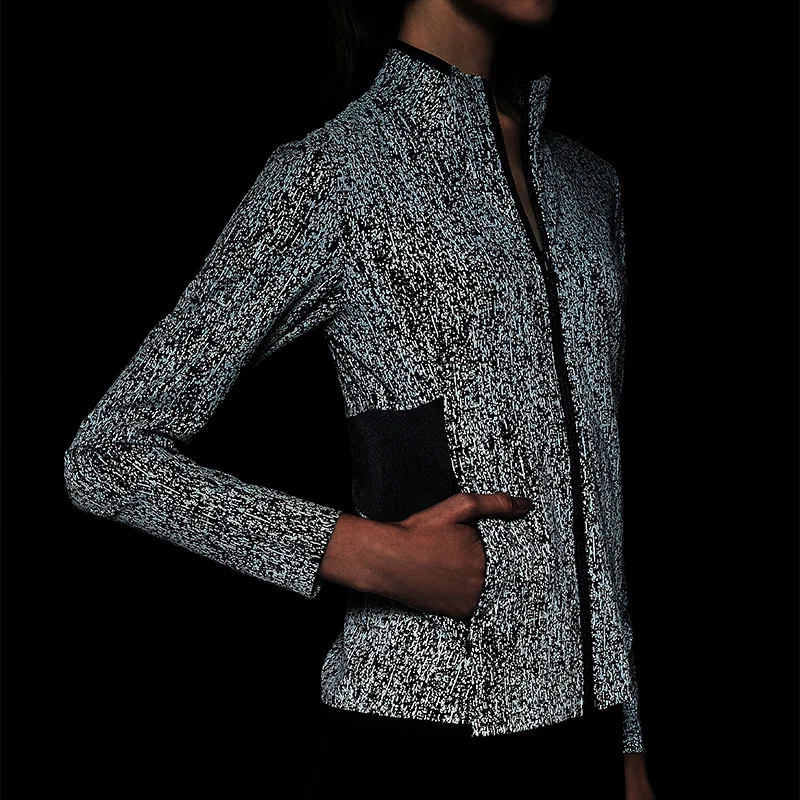 YEATION светящиеся куртки для бега женские эластичные спортивные пальто тонкие