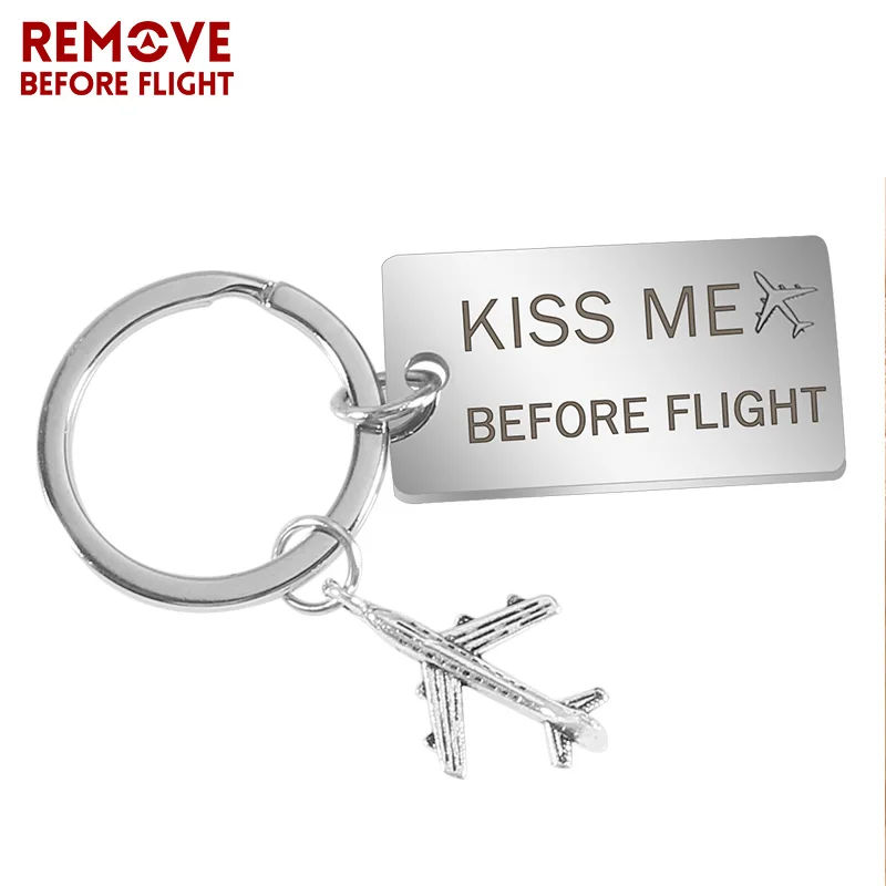 Брелок Kiss Me перед полетом из нержавеющей стали гравированный автомобильный