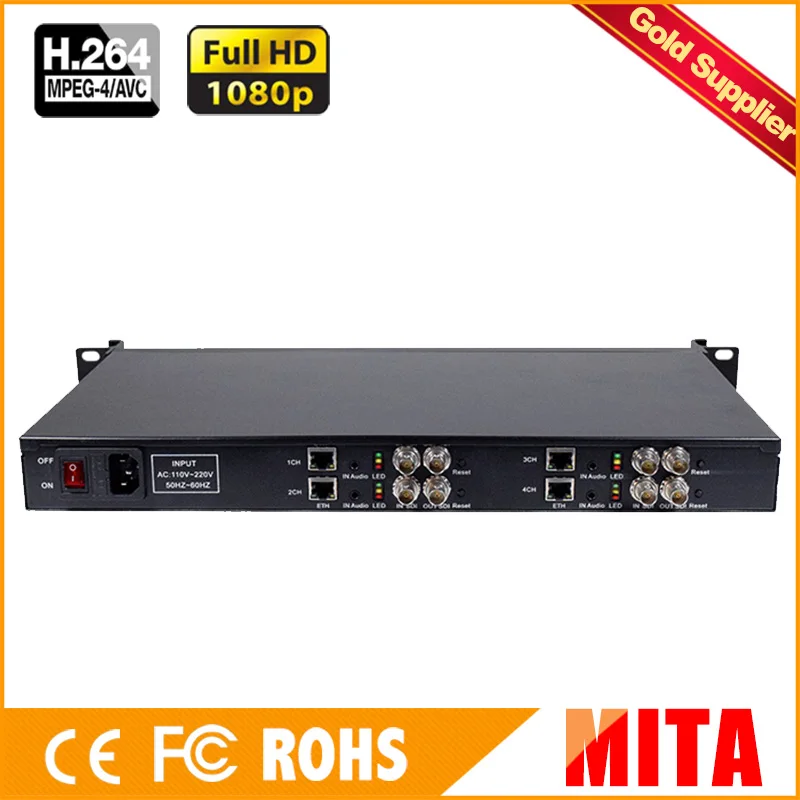 HD H.264 MPEG-4 AVC 1U 4 Channels SDI encoder for IP stream to Youtube Wowza Facebook Ustream | Электроника