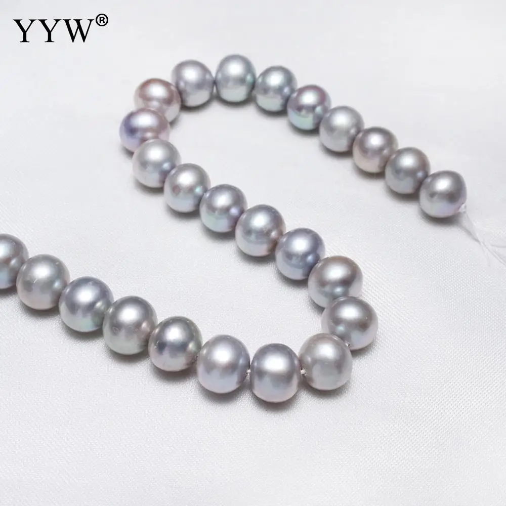 

10-11mm Gray Cultured Potato Freshwater Pearl Beads Punch Loose Beads 15.7" For Women Elegant Necklace Bracelet Jewelry Making