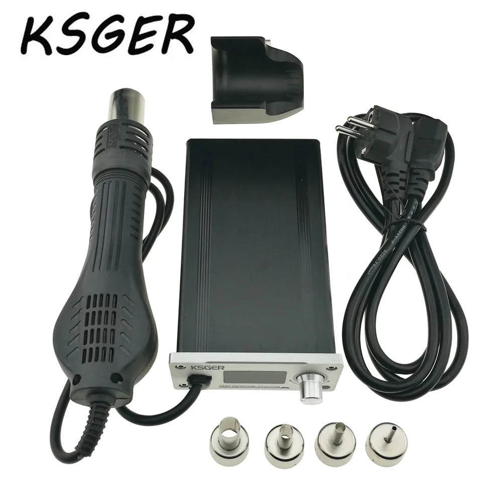 WHITE SET 2 KSGER горячий воздушный пистолет паяльная станция паяльная горячий воздух Забавный Электронный OLED 4 шт. сопло Стенд DIY сварочный инструмент нагревательный элемент - Цвет: WHITE SET 2