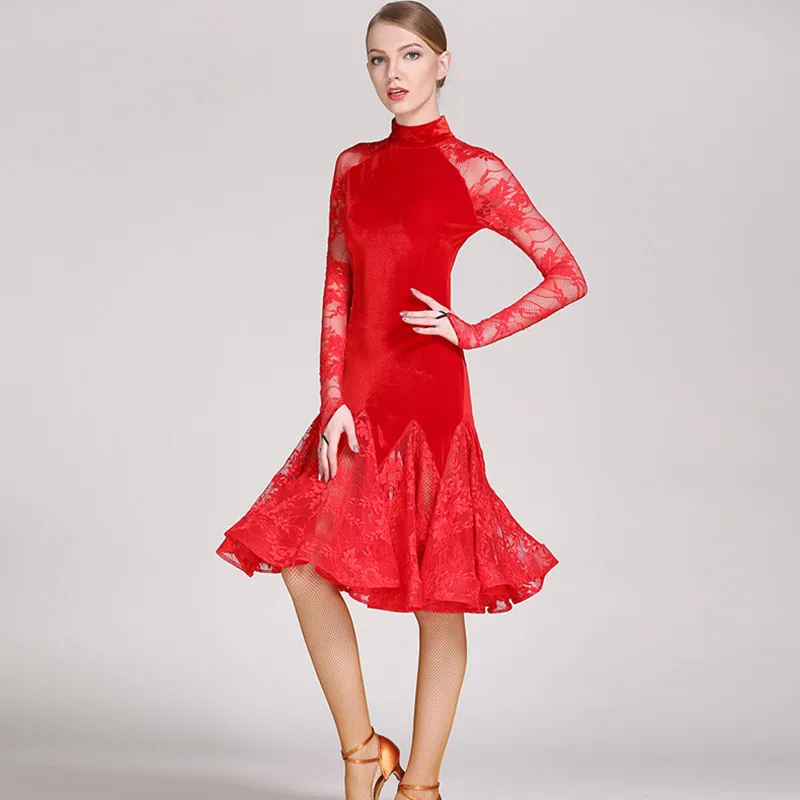 Кружевное бальное платье для латинских танцев современный костюм платья женщин