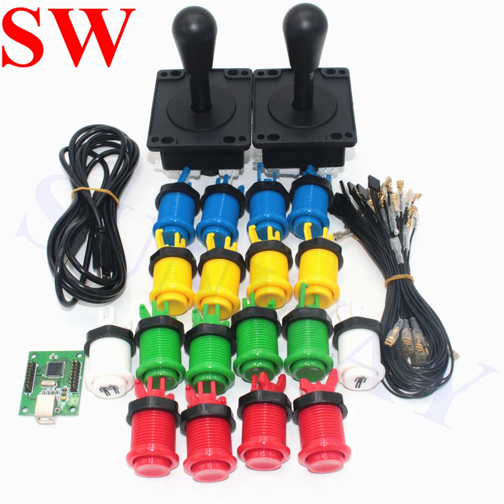 DIY игровой шкаф для аркадных игр 2 игрока ПК игры DIY наборы аркадный USB контроллер с 4/8way джойстик в американском стиле нажимные наборы кнопок