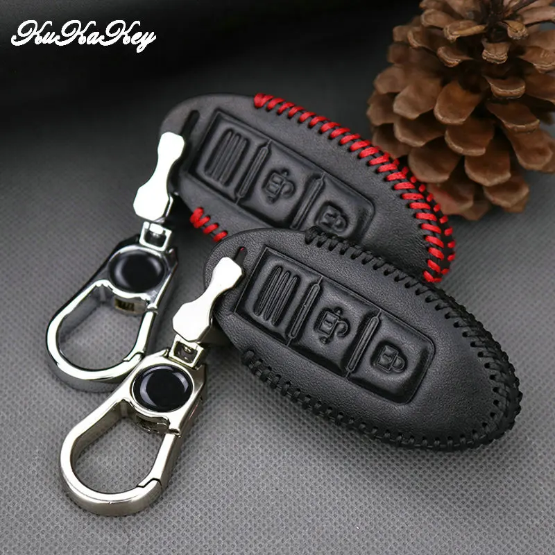 KUKAKEY Кожаный Автомобильный ключ сумка для Nissan Teana Tiida Sylphy Sunny Qashqai Skyline Juke Alissa X TRA