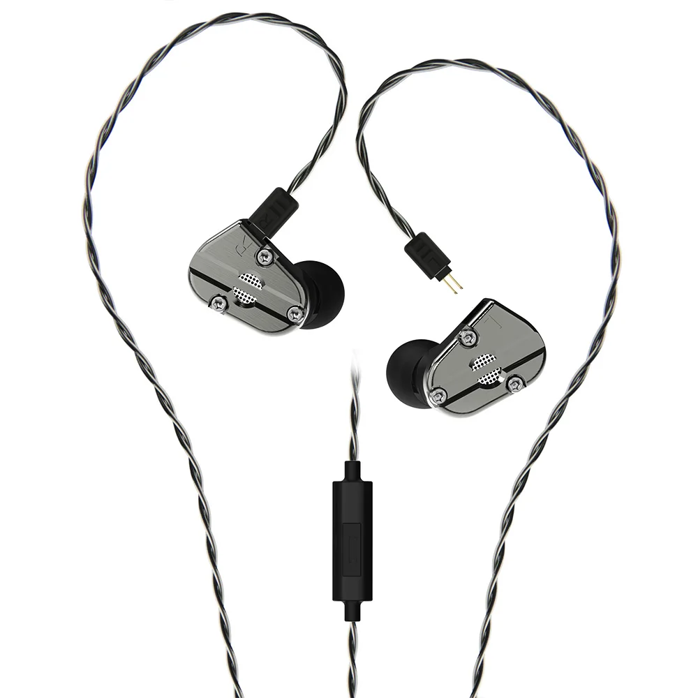 gun no mic Revonext QT5 1DD+ 1BA гибридные наушники в ухо HIFI DJ монитор для бега спортивные наушники ушные наушники гарнитура вкладыши QT2/QT3 - Цвет: gun no mic