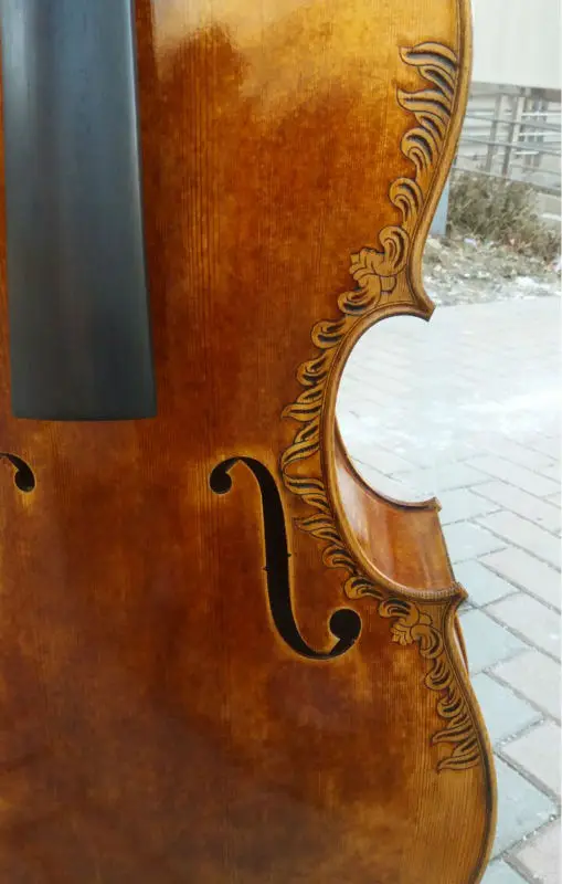 Страд Роял Виолончель с резьбой Fleur de Lys и выделкой свиток Размер 4/4, с бесплатным Чехол для виолончели