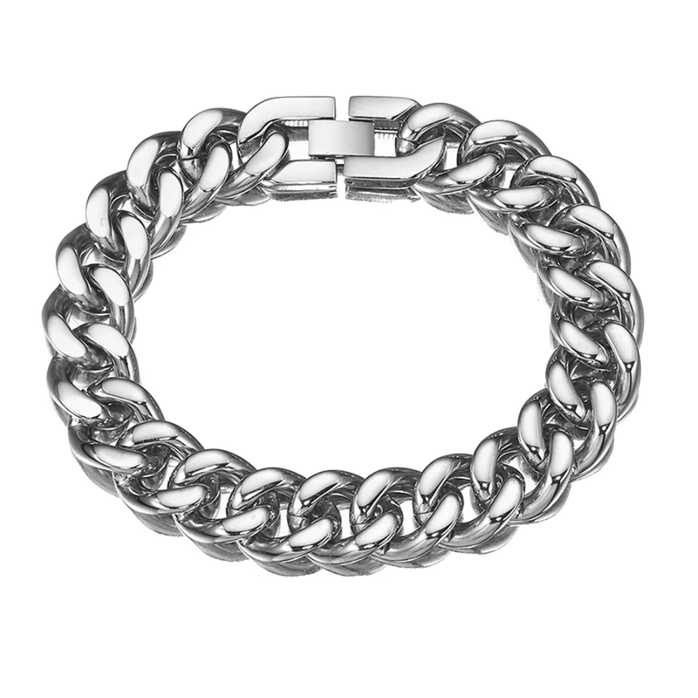 15mm 7-40inch Hot Stainless Steel Link Polished Silver Tone Cuban Curb Chain Mens Women Necklace Or Bracelet Jewelry Xmas Gift | Украшения