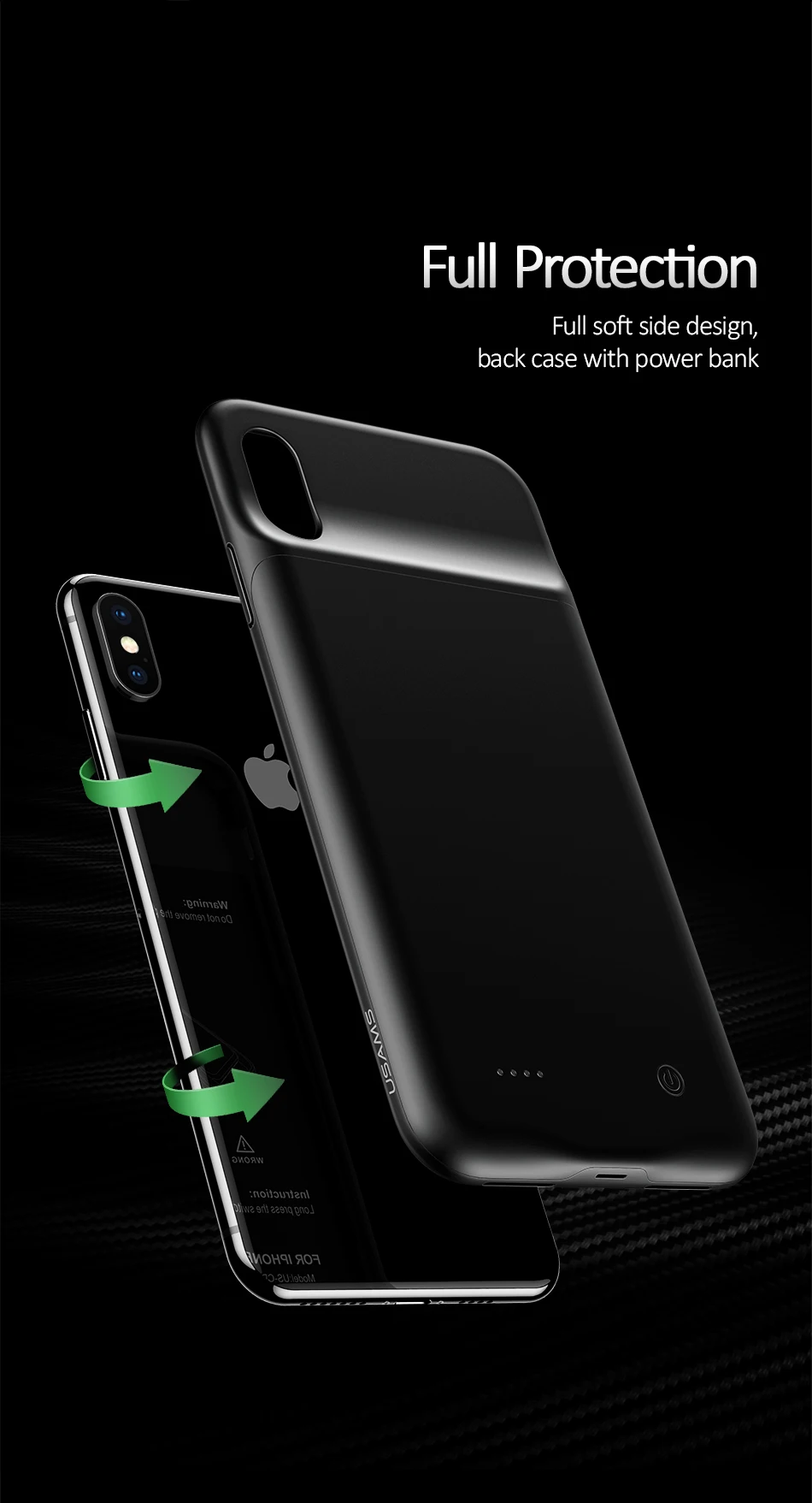 Чехол для аккумулятора для IPhone X Xr Xs Max 4000 mah внешний аккумулятор зарядное устройство чехол резервного питания Портативная зарядка чехол