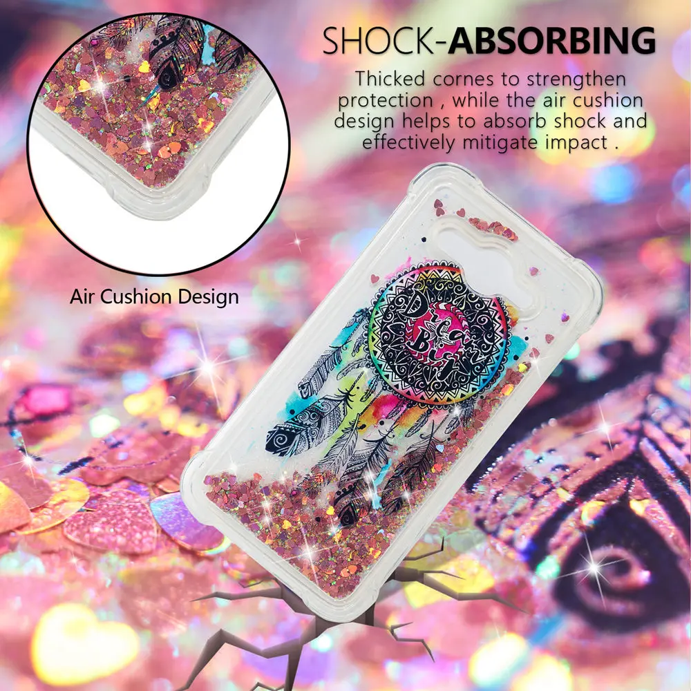 Glitter Stars Cover for Huawei Y3 2017 CRO L22 U00 Dynamic Liquid Debris Quicksand Back Case Y 3 CRO-L22 |