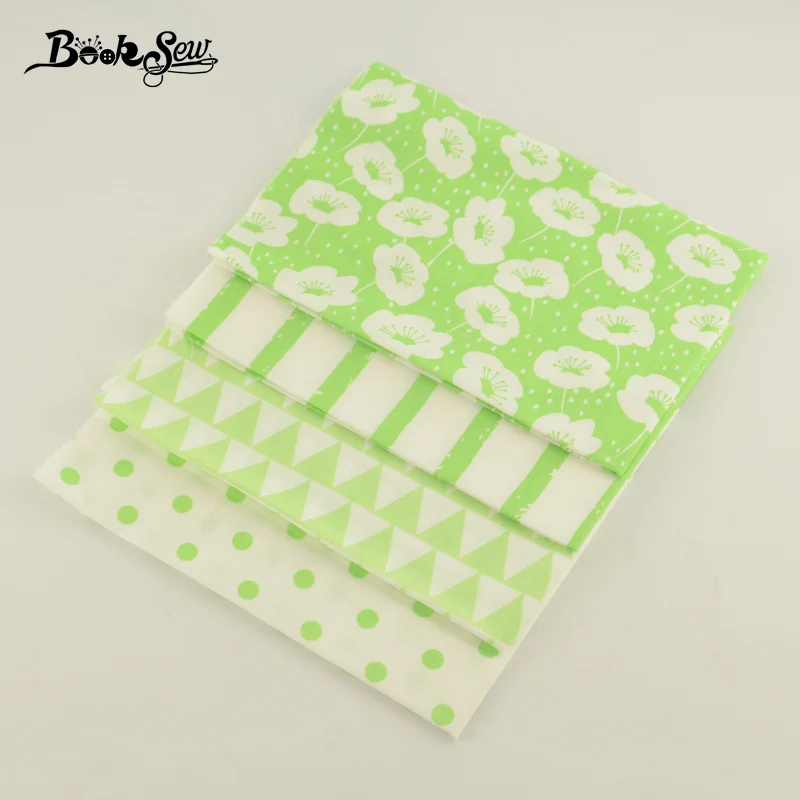 Саржевая хлопковая ткань с 4 рисунками Классическая свежая зеленая толстая