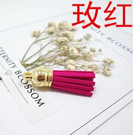 hot pink gold 20 шт./партия, 38 мм, замша, кисточки, очаровательные разноцветные, искусственная замша, кожа, кисточка с серебряной крышкой CCB для DIY ювелирных изделий, поставщик - Цвет: hot pink gold