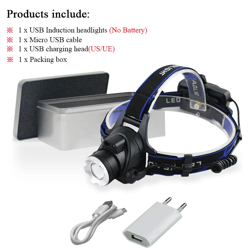 With gift box H Ик-sensing масштабируемый светодиодный налобный фонарь cree xm l2 USB cree xml t6 Фонарь налобный фонарь 18650 аккумуляторная батарея налобный фонарь - Испускаемый цвет: With gift box H