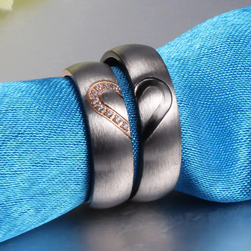 Vonx 1 пара его и ее сердце любовь свадьба Promise Ring комплект Нержавеющая сталь пары