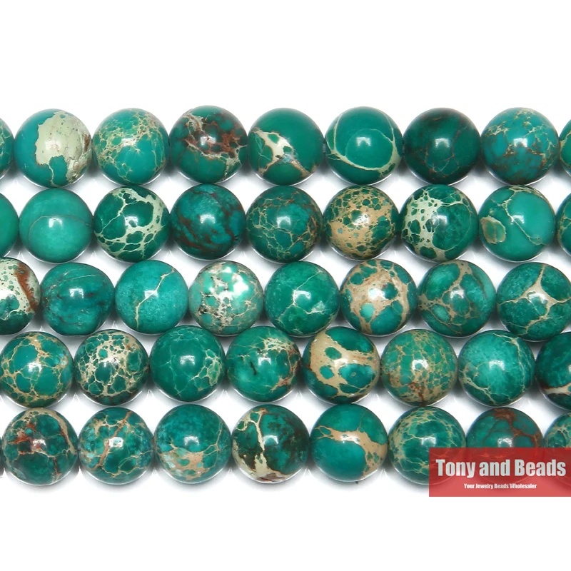 

15" Natural Stone Green Sea Sediment Turquoise Imperial Jasper Round Loose Beads 6 8 10 12MM Pick Size