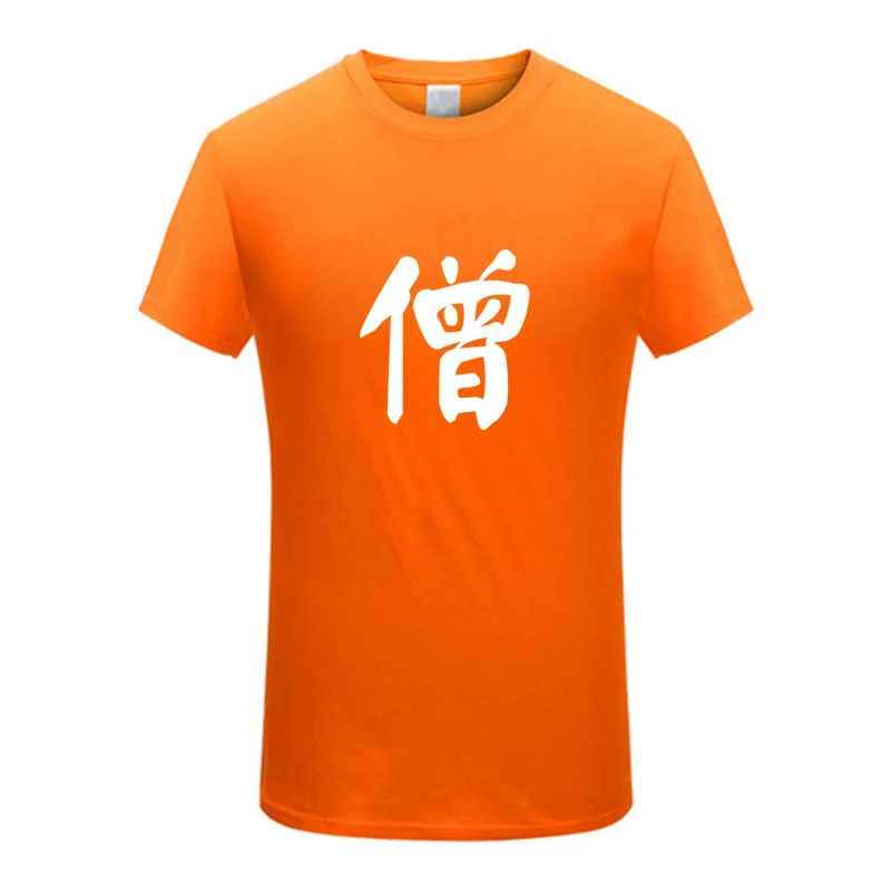 La MaxPa Monks and priests Chinese characters T-shirts Men's Creative Summer Tee Casual Streetwear Cotton Tops New Funny Black | Мужская