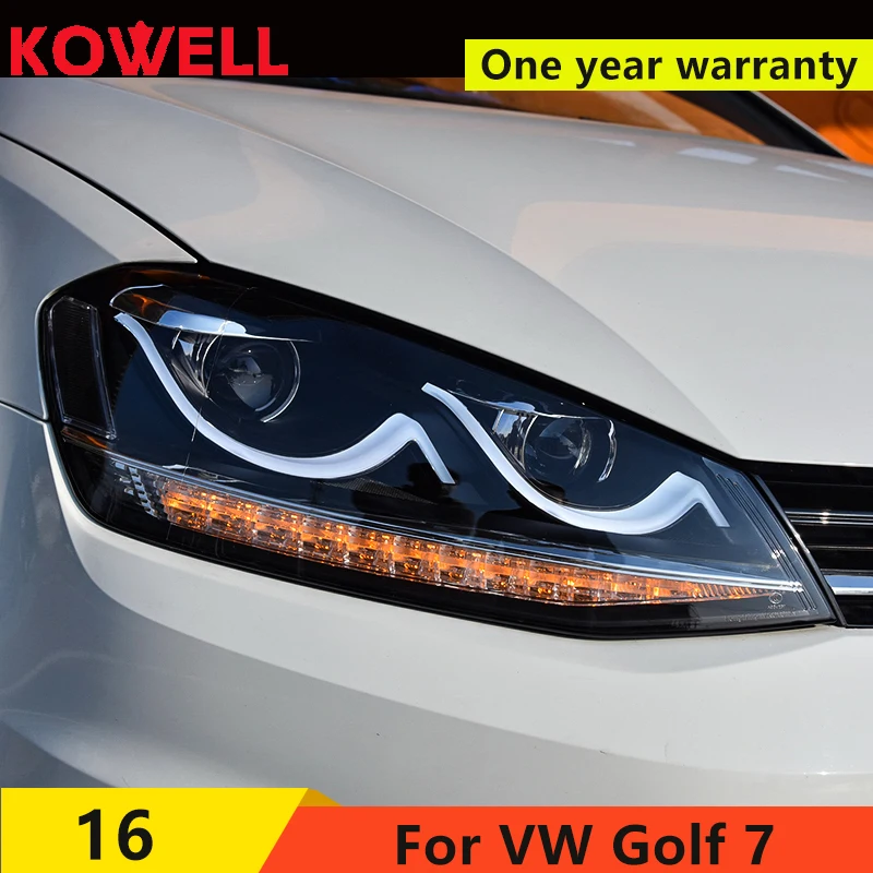 KOWELL автомобильный Стайлинг для VW Golf7 фары Golf 7 MK7 светодиодный DRL Объектив Двойной