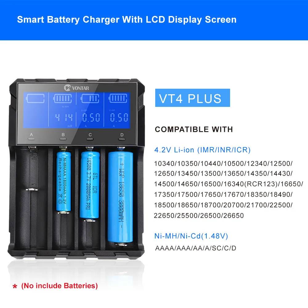 VONTAR 18650 Батарея зарядное usb устройство для 26650 14500 22650 AA AAA литиевая батарея никель