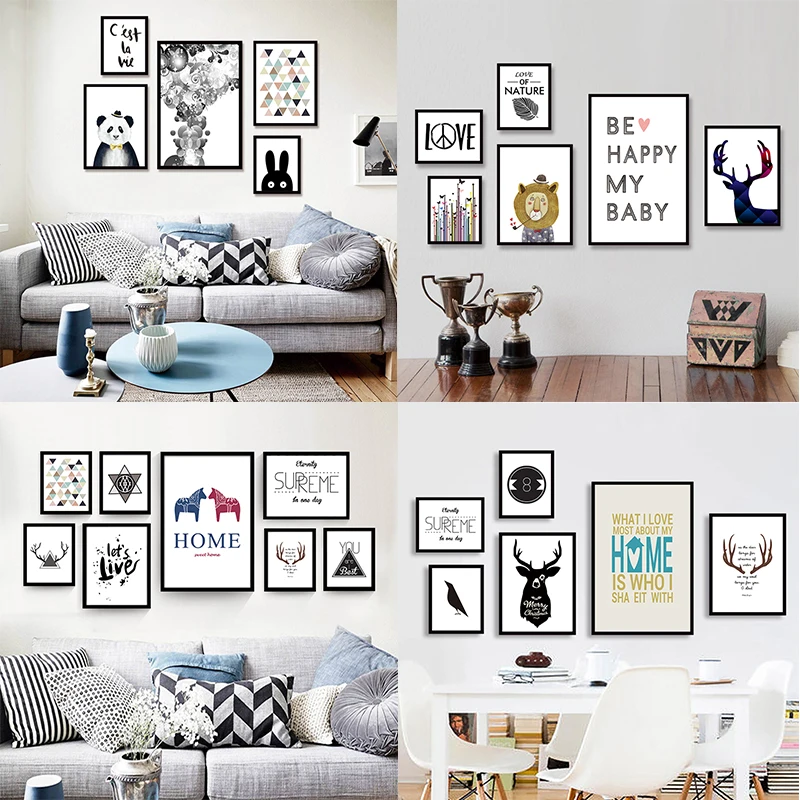 

BANMU canvas paintings Europe Classic Black And White Multi-picture Combination Modular Wall Art Poster Canvas Spray painting