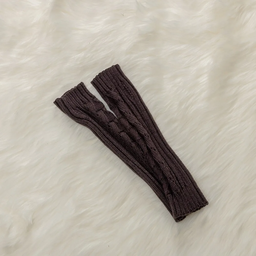 dark grey 1 пара осень зима женские вязаные перчатки рука запястья рукава теплые девушки ромб длинные половина зимние варежки - Цвет: dark grey