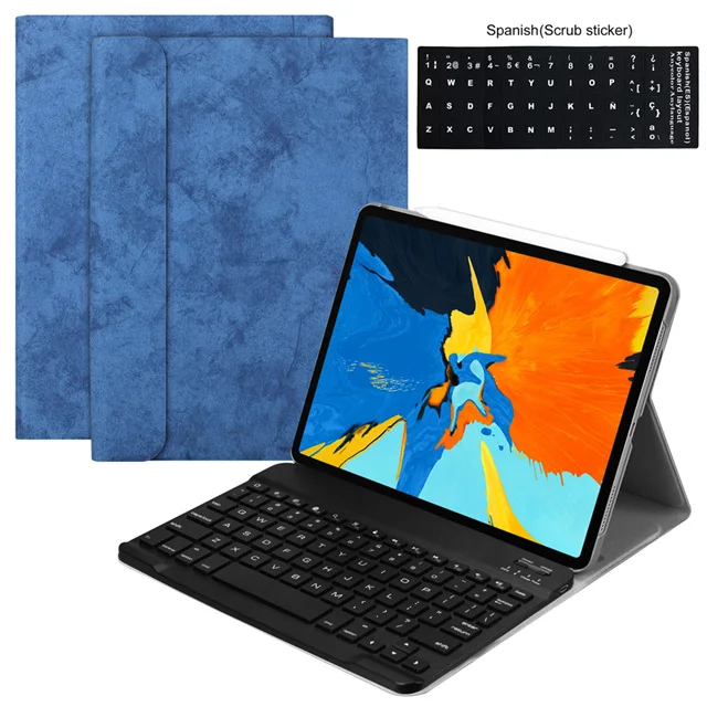 BLBK-SP Для iPad Pro 11 Чехол W Беспроводная Bluetooth клавиатура кожаный защитный смарт-чехол для iPad Pro 11 клавиатура русская клавиатура - Цвет: BLBK-SP