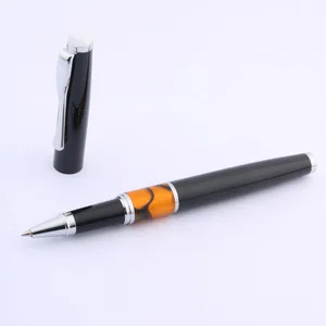 Акриловая стильная металлическая черная шариковая ручка в деловом стиле