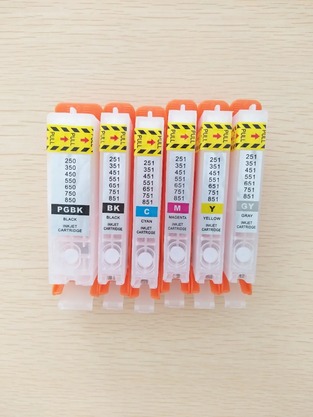 

10sets,6 colors PGI-250 CLI-251Chipped Refillable Cartridges for PGI-250BK CLI-251BK C M Y GY for PIXMA MG6320, 1 SET, 6 PCS