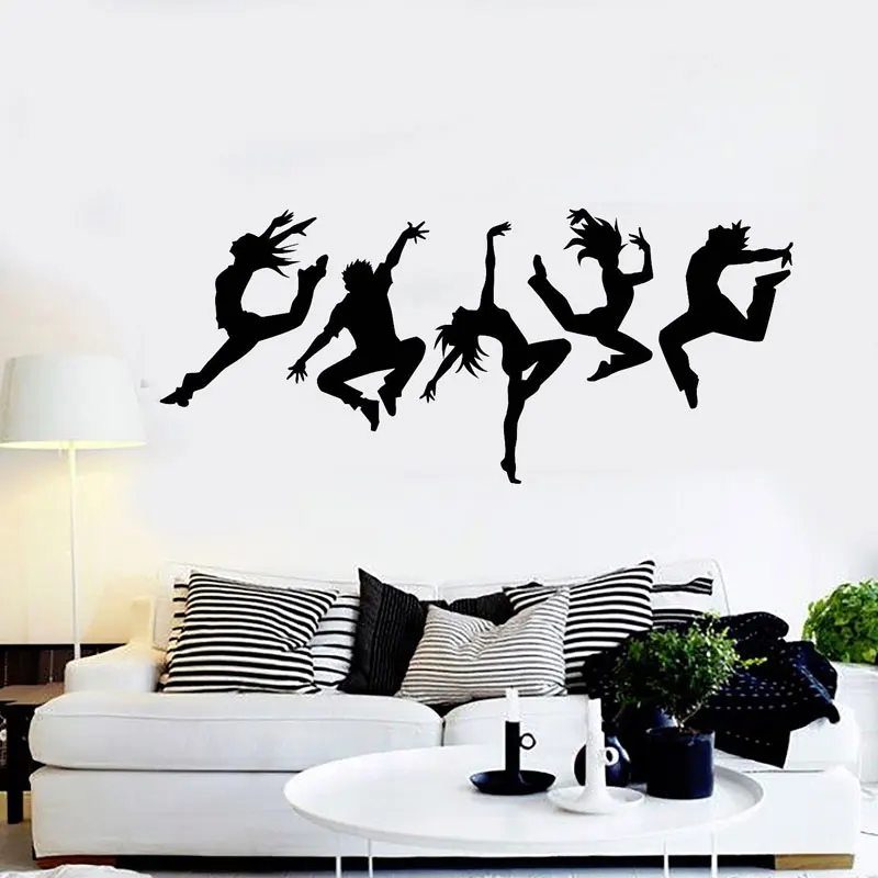 

Dance Studio Silhouette Dancing People Wall Stickers Vinyl Home Decor For Living Room Removable Self Adhesive Mural DA12