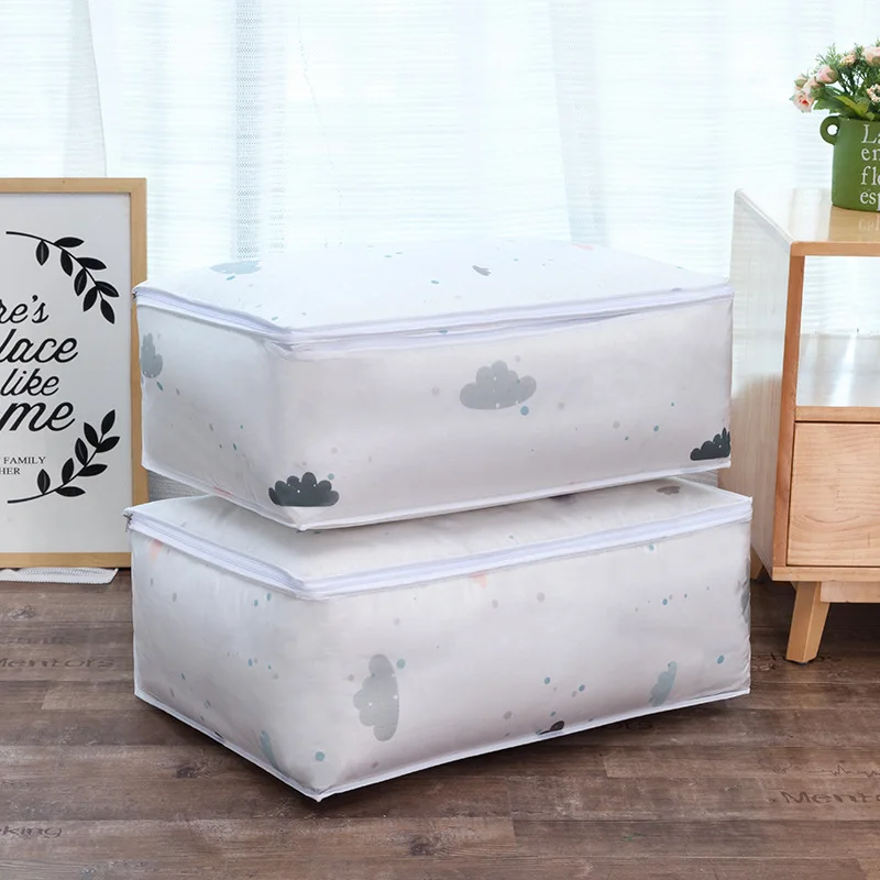 

BalleenShiny PEVA Cotton Quilt Storge Bags Large Volume Cloth Bed Sheet Neaten Bags Household Feather Pouch Moving House Tools
