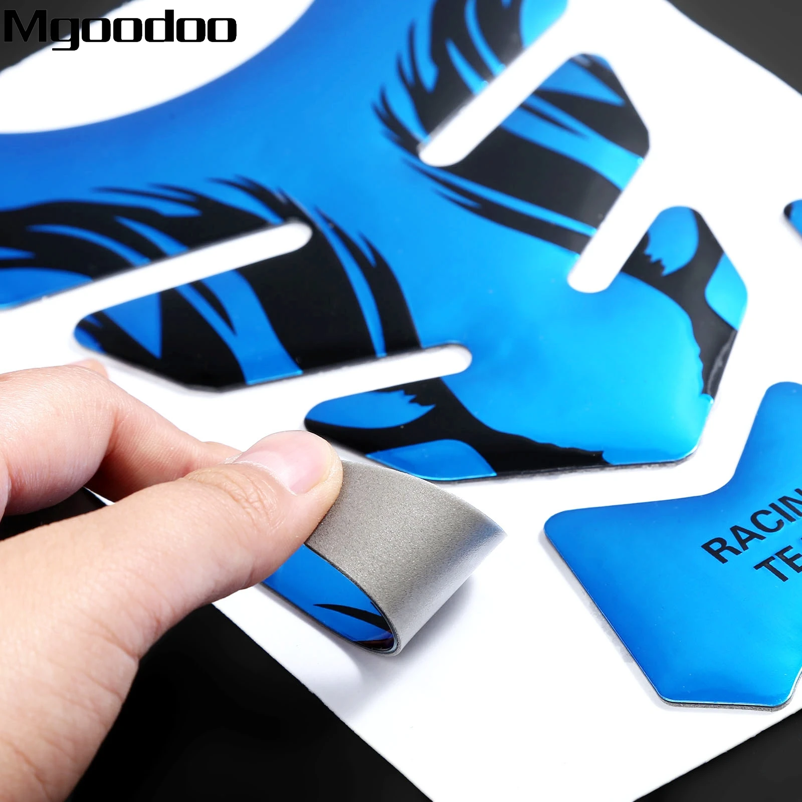 Синяя мотоциклетная 3d наклейка на бак топлива и масла защитная универсальная