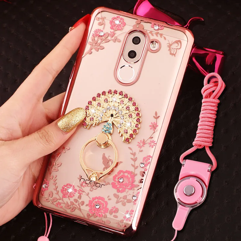 MANDERM huawei honor 6x case luxury brand rhinestone stand holder silicon cover for 6X Mate 9 Lite GR5 2017 |