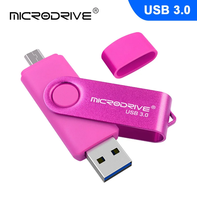 Розовый Смартфон, USB флеш-накопитель, металлический флеш-накопитель, 64 ГБ, флешка, 32 ГБ, USB 3,0, OTG, внешний накопитель, микро usb карта памяти, флеш-накопитель - Цвет: Розовый